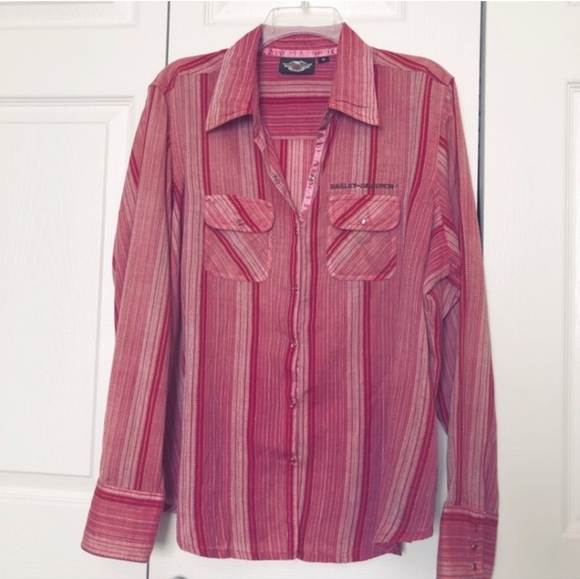 Harley Davidson vtg lightweight cotton button down shirt sz XL *D - Picture 2 of 8
